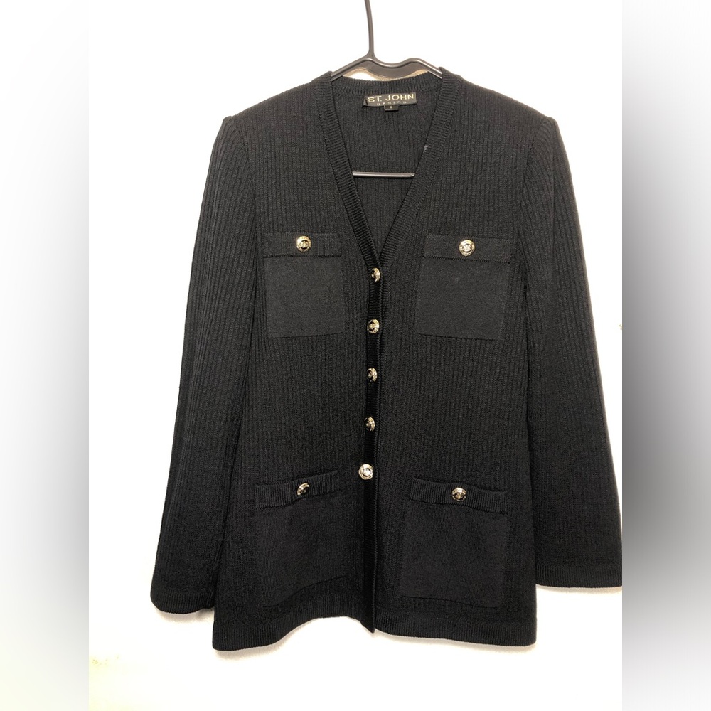 St. John Black  Sweater Cardigan
VINTAGE size 2